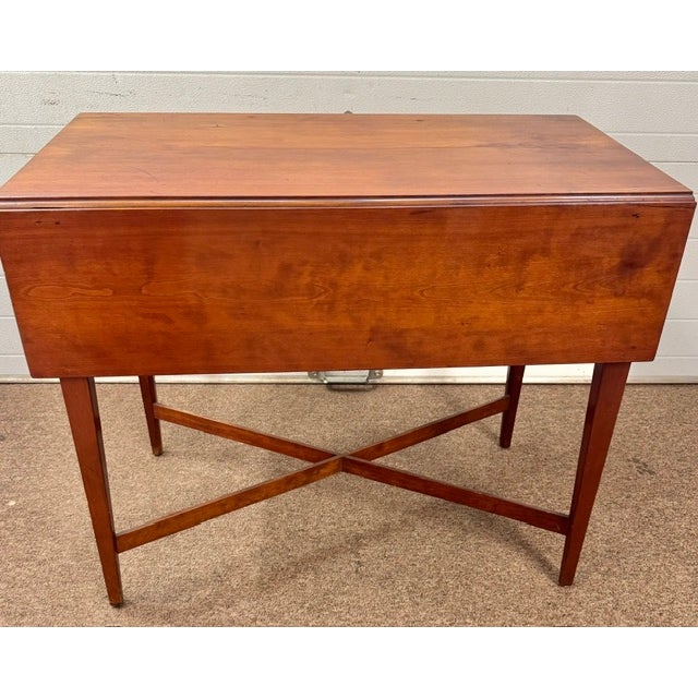 Antique American Cherry Dropleaf Pembroke Table With Cross Stretcher Base For Sale In Boston - Image 6 of 11