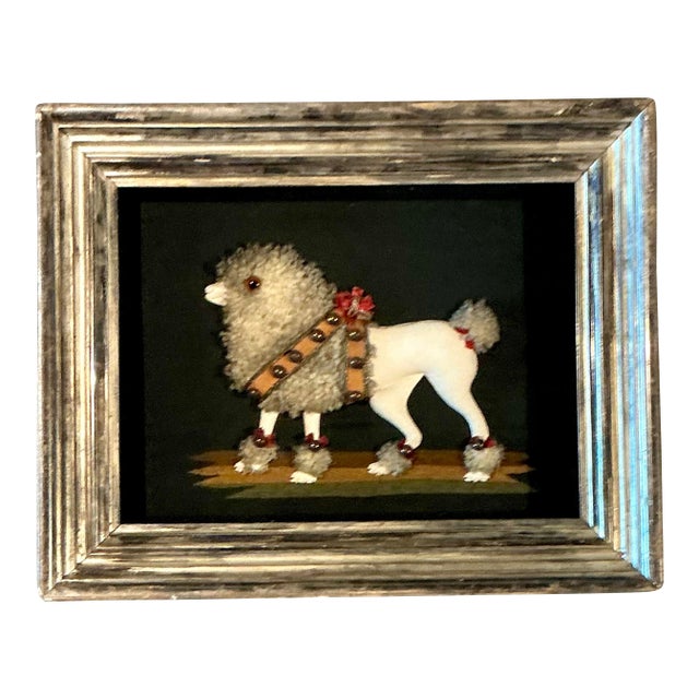 Vintage Hand Embroidered Poodle For Sale