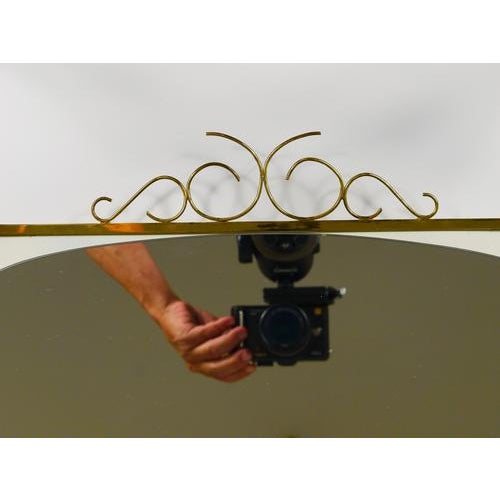 Metal Mid-Century Illuminated Wall Mirror with Brass Crown by Ernest Igl attributed to Hillebrand, 1950s For Sale - Image 7 of 18