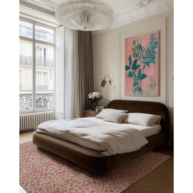 Modern Panthera Spotted Leopard Hand-Looped Area 9' x 12' Rug - Quartz Pink For Sale - Image 3 of 4