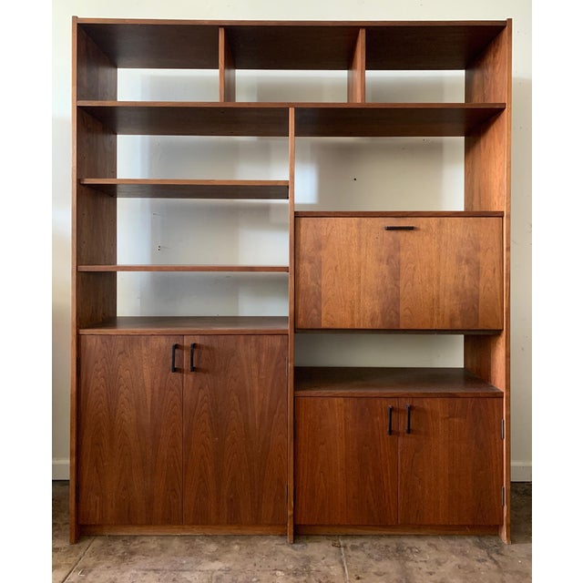MidCentury Walnut Shelving Unit with Desk Chairish