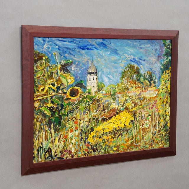 Fraueninsel / Chiemsee with Monastery and Garden, 1994 – Oil Painting by Alexander Michael This expressive oil painting...