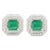 14k Gold Statement Emerald & Diamond Halo Earrings Wedding Gift- A Pair For Sale