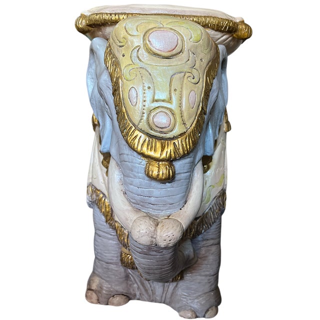 Vintage Hand-Painted Elephant Garden Stool / Side Table For Sale In Jacksonville, FL - Image 6 of 14