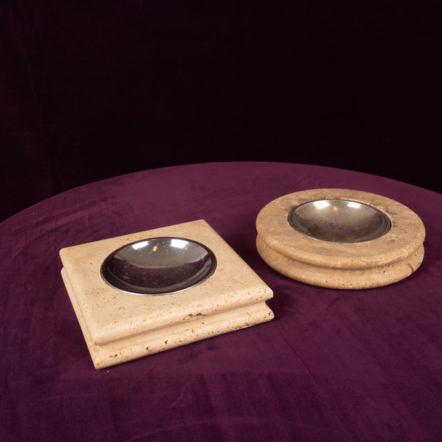 Vintage Italian Travertine Ashtrays, 1970, Set of 2 For Sale - Image 13 of 18