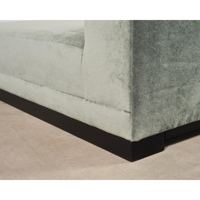 Modern Sage Green Mohair Chaise Longue Daybed on Ebonized Base For Sale - Image 12 of 18