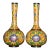 Vintage Pair of Cloisonne Enamel Vases - Yellow Floral Motif - 22.5cm For Sale