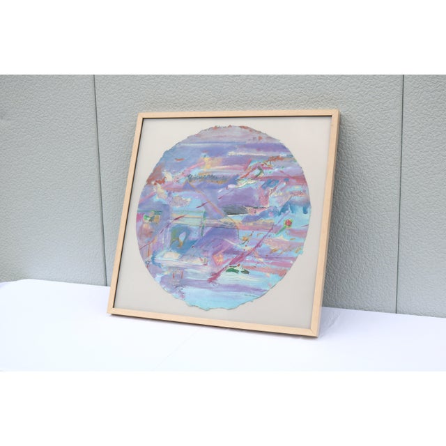 1980s 1980 Frances Kornbluth Unique Circular Abstract Mixed Media Collage on Paper For Sale - Image 5 of 18