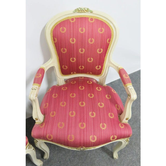 Vintage Louis XV Style Cream & Gold Chairs- a Pair For Sale - Image 4 of 6