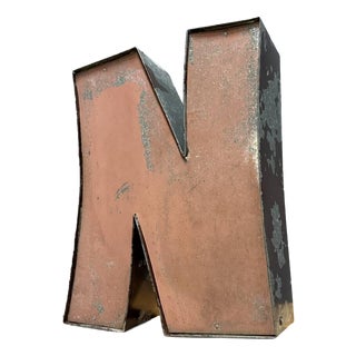 Large Zinc Letter N with Lighting, America For Sale