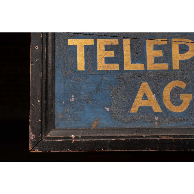 Blue 1910s–1920s New York Telephone Company Double-Sided Smaltz Agency Sign For Sale - Image 8 of 12