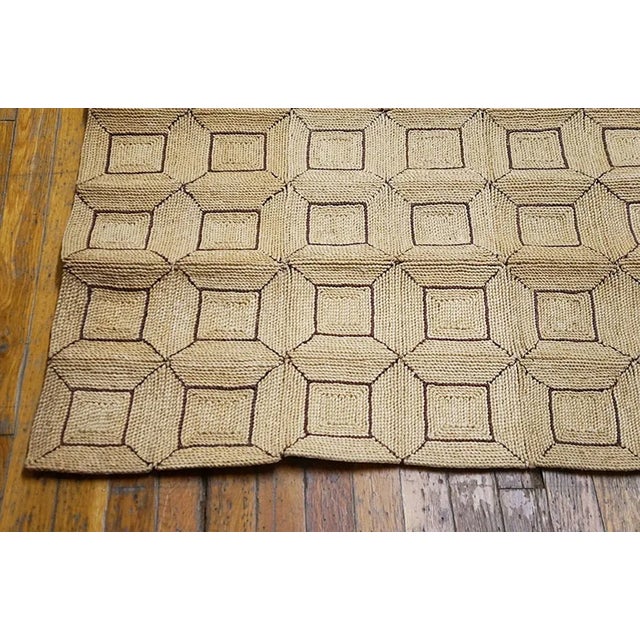 Mid-Century Modern 1950s Beige Cream Vintage Geometric Reed American Knotted Mid Century Modern Rug For Sale - Image 3 of 7