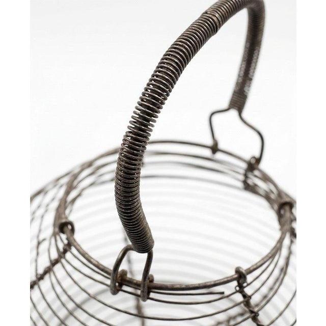 Farmhouse Early 20th Century French Country Hand-Woven Wire Egg Basket For Sale - Image 3 of 4