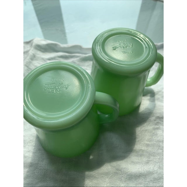 Jade Vintage Fire King Jadeite Mugs Set of 4 For Sale - Image 8 of 10