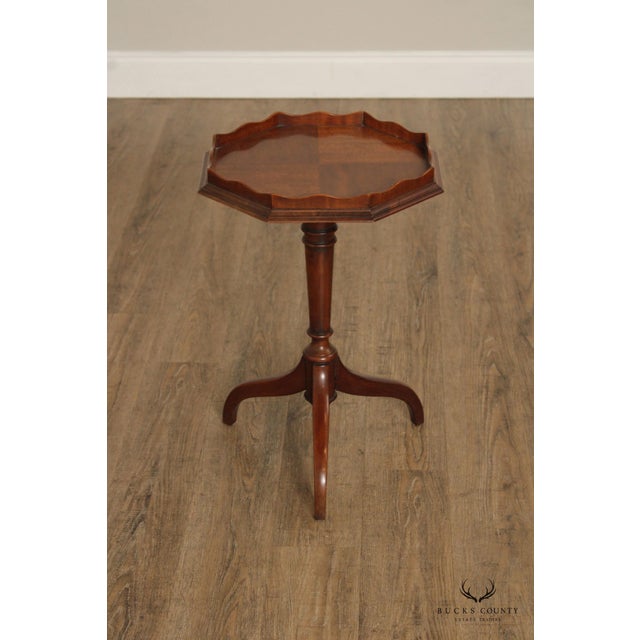 Wood Colonial Revival Mahogany Octagonal Candlestand For Sale - Image 7 of 13
