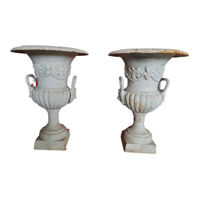 Iron Garden Medici Vases, 1950s, Set of 2 For Sale - Image 10 of 12