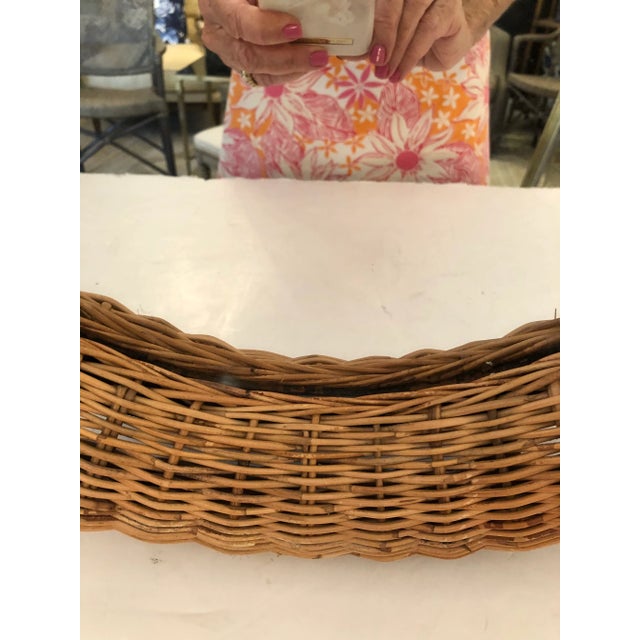 1960s Round Wicker Framed Mirror For Sale - Image 5 of 10