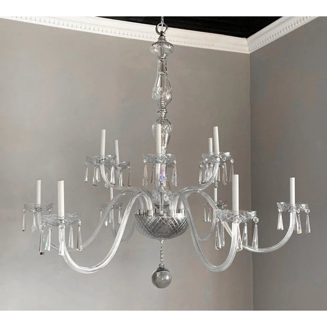Glass 1990s Large Transitional Czech Crystal Chandelier For Sale - Image 7 of 7