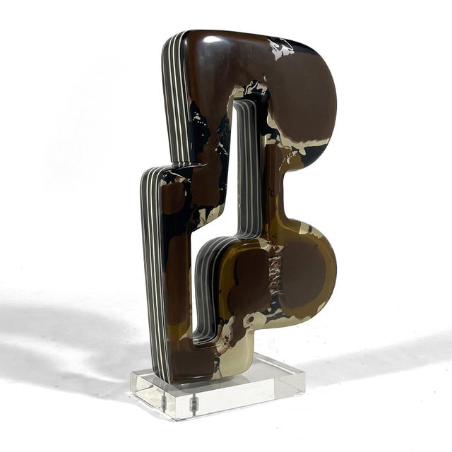 This powerful large scale abstract sculpture by Salvatore Zagami (b. 1953) was created with layers of epoxy resin in...