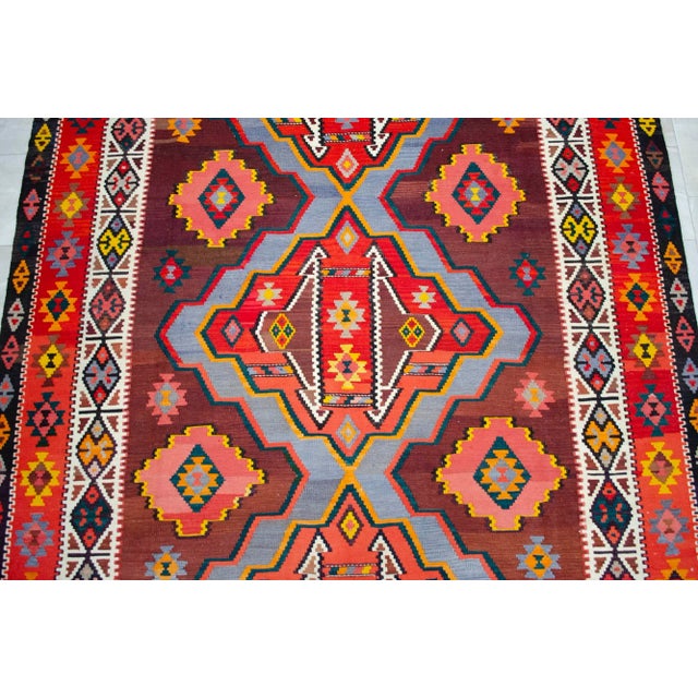 Brown 1970s Handwoven Turkish Kilim Rug - 8′2″ X 13′6″ For Sale - Image 8 of 11