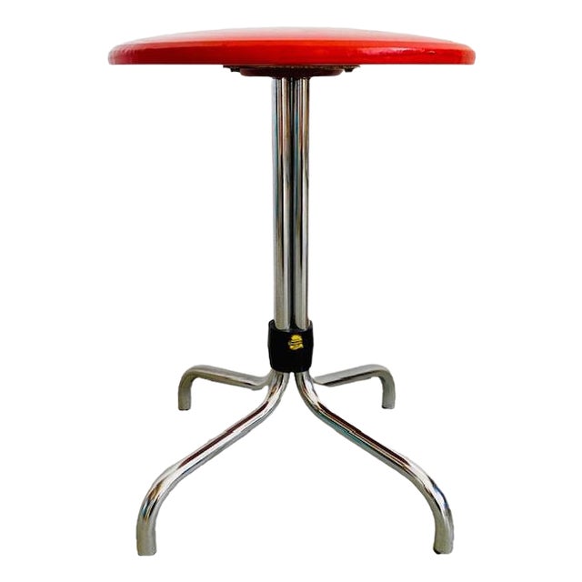 Vintage Red Chrome Stool from Brabantia For Sale