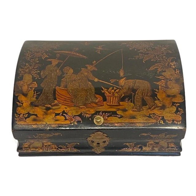 Lacquered Chinoiserie Wig Box For Sale