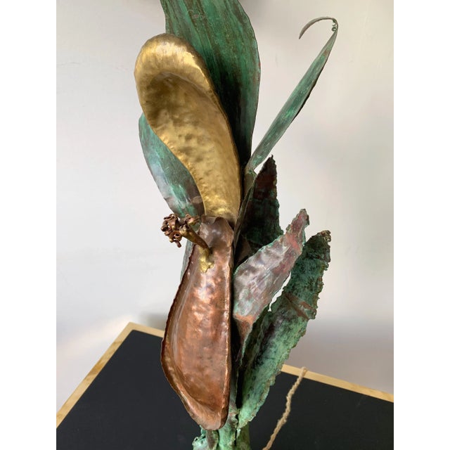 Green Plant Lamp Lacquered Metal Brass, France, 1970s For Sale - Image 8 of 12