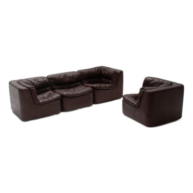 Leather Modular Sofa by Friedrich Hill for Walter Knoll, Germany, 1970s, Set of 4 For Sale