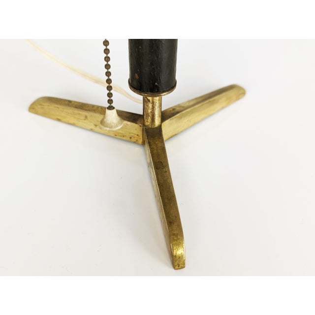 Mid-Century Modern Mid-Century Modern Brass & Leather Table Lamp, 1950s For Sale - Image 3 of 11