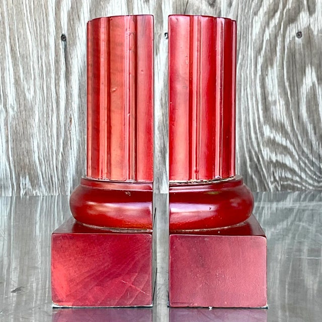 Contemporary Vintage Contemporary Carved Column Bookends- a Pair For Sale - Image 3 of 6