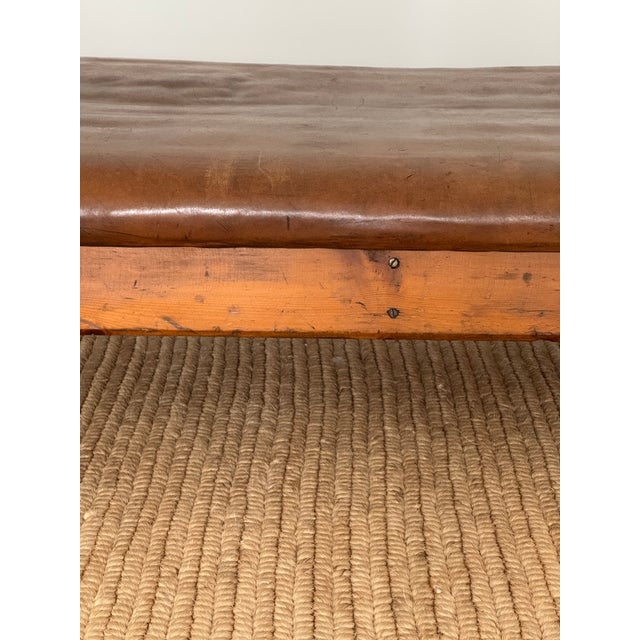 Wood Oversized Vintage Leather and Wood Gym Bench For Sale - Image 7 of 18