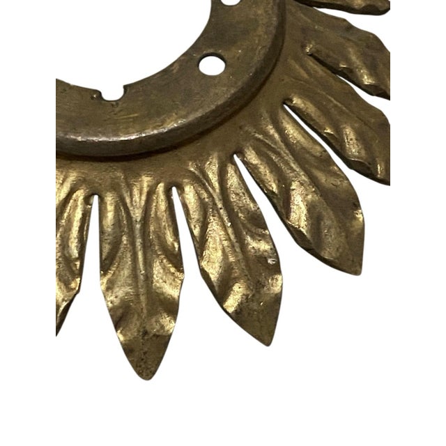 French Antique French Floral Metal Ceiling Light Plate For Sale - Image 3 of 4