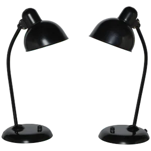 Christian Dell for Kaiser "Idell" #6556 Black Table Lamps, 1930s - a Pair