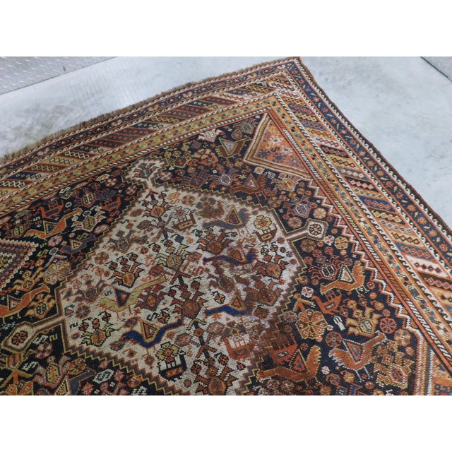 Blue Antique Handmade Persian Nomadic Rug 5'6"x 9'3" For Sale - Image 8 of 13