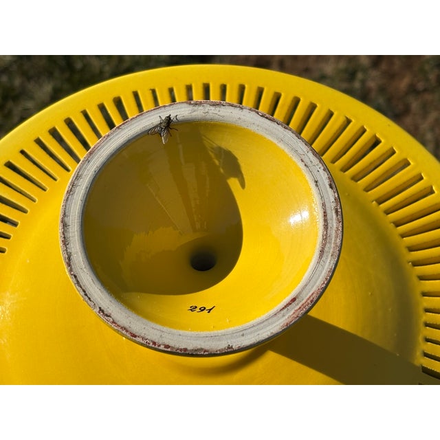 Ceramic Early 20th C. - Yellow French or Italian Centerpiece Server - Porcelain, Reticulated For Sale - Image 7 of 7