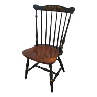 1980s Hitchcock Black Signed Farmhouse Chair For Sale