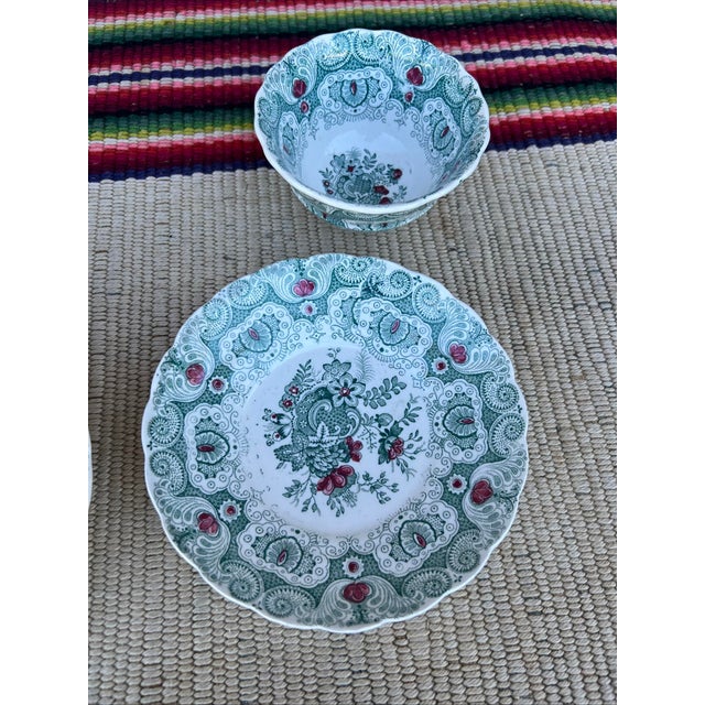 Early 19th Century A Pair of Antique Staffordshire Green Transferware Decorated Cups and Saucers, by Adams, Circa 1830's For Sale - Image 5 of 16
