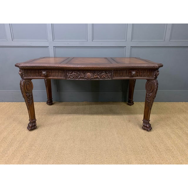 Chippendale Style Writing Table in Carved Mahogany, 1900 For Sale - Image 18 of 18