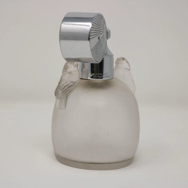 Art Deco Rene Lalique Frosted Glass Perruches Perfume Bottle For Sale - Image 3 of 12