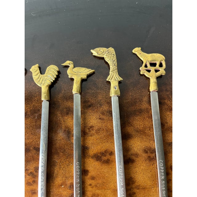 Copper Vintage BBQ Skewers in Stainless Steel With Copper Handle Set of 6 For Sale - Image 8 of 11