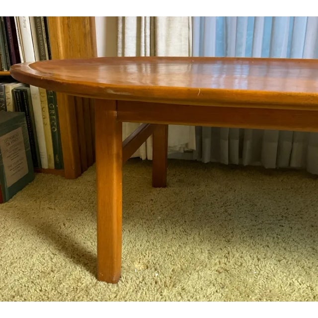 Mid-Century Modern Vintage Mid-Century Modern Teak "Surfboard" Style Oblong Coffee Table With Raised Edge, Scandinavian Style For Sale - Image 3 of 9