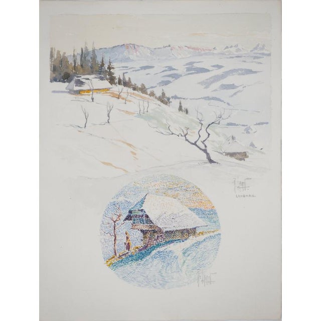 René Leverd, Switzerland, Chalet in Langnau, Watercolor For Sale - Image 11 of 11