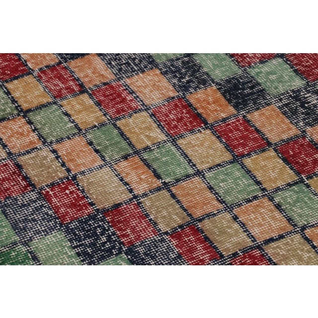 Vintage Distressed Runner Rug, Mosaic Multicolor Geometric Design - Rug & Kilim For Sale In New York - Image 6 of 8