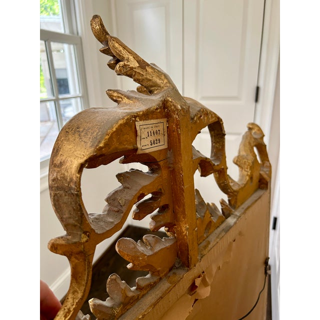 Vintage Italian Carved Giltwood Mirror For Sale - Image 4 of 7