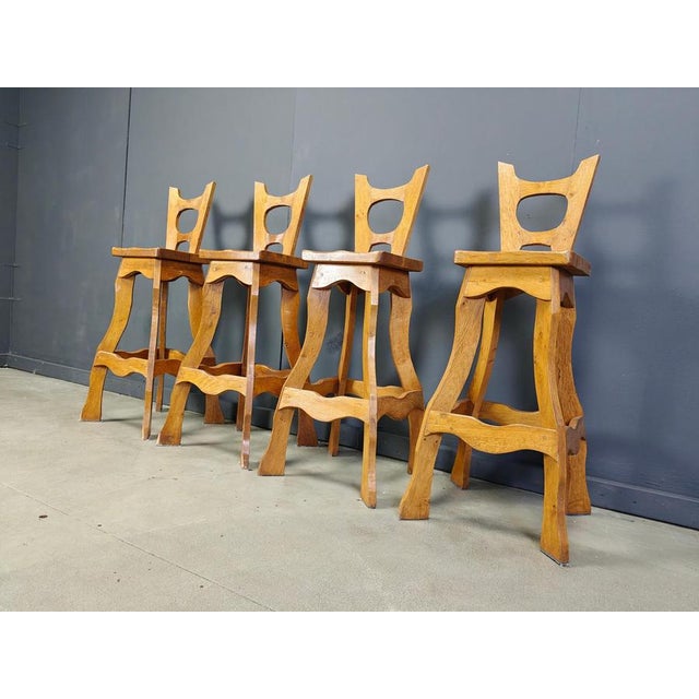 Vintage Brutalist Bar Stools, 1960s, Set of 4 For Sale - Image 6 of 11