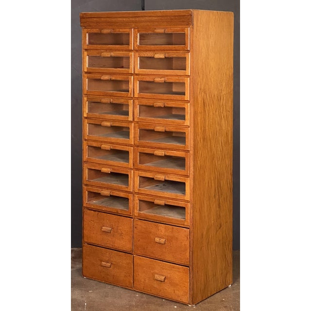 Early 20th Century Double Haberdasher's Cabinet With Glass-Fronted Drawers From England For Sale - Image 5 of 12