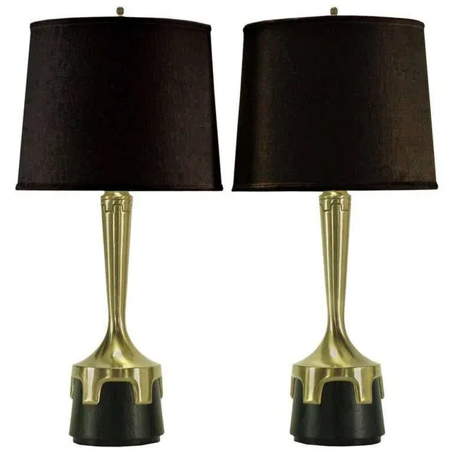 Black Frederick Cooper Nickel & Ebonized Walnut Table Lamps - a Pair For Sale - Image 8 of 8