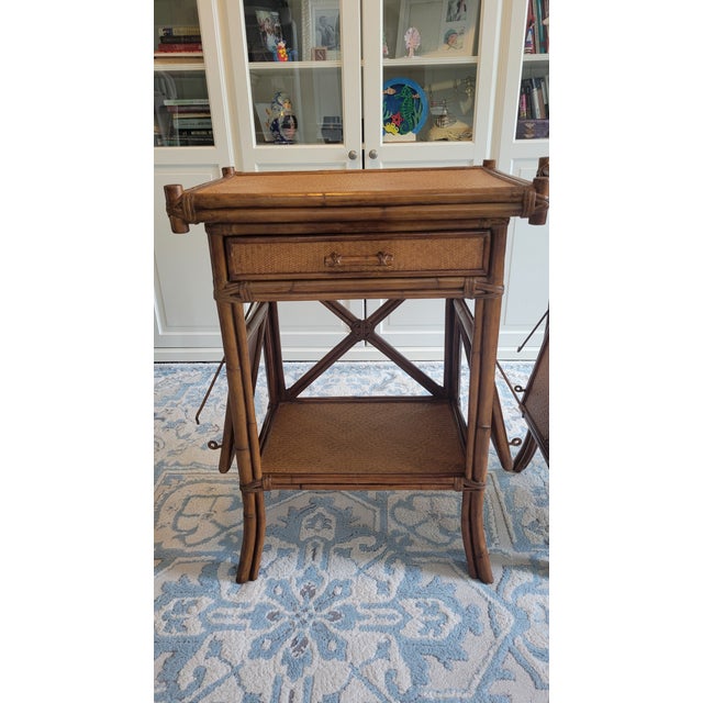 Amber Vintage British Colonial Rattan Side Tables – Pair For Sale - Image 8 of 18