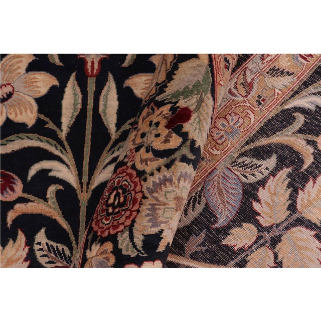 Textile Shabby Chic 1990's Floral Pak-Persian Black/Green Wool Rug - 8'2'' X 10'4'' For Sale - Image 7 of 9