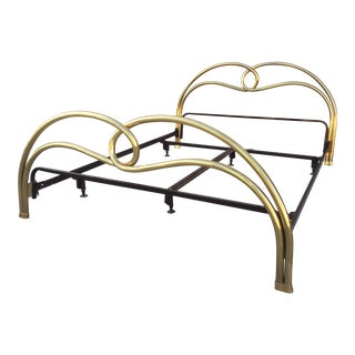 Stylish 1980s Romantic Glamour Lover's Knot Cal King Brass Bedframe For Sale